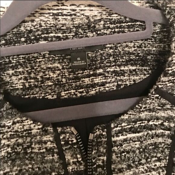 Euc Ann Taylor tweed blazer black sleeves sz 6 - Picture 5 of 9